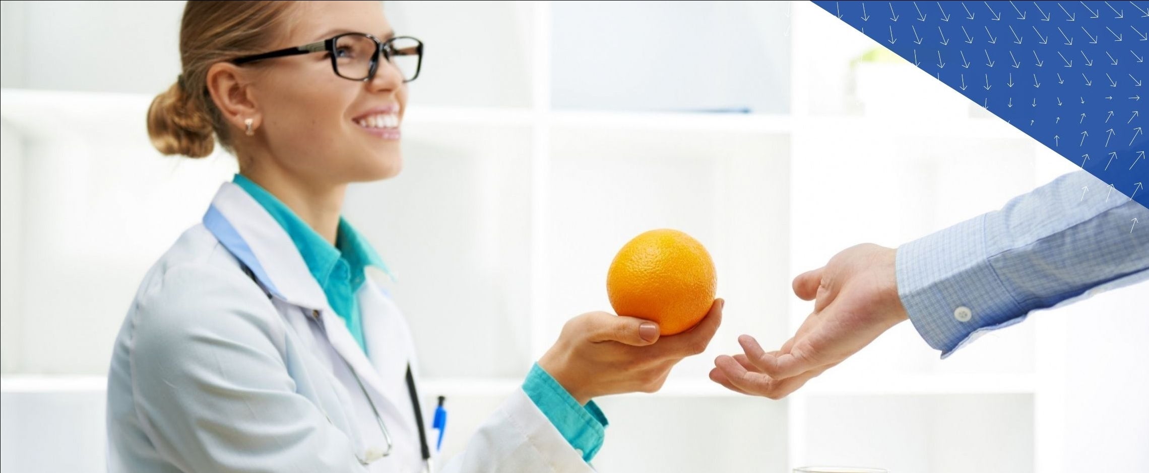clinician holding orange