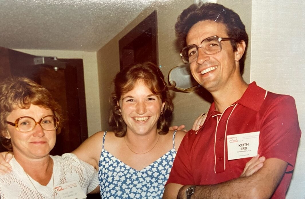 Barb Erb, Patti Gehman (PT ‘81) and Keith Erb at a PPTA meeting
