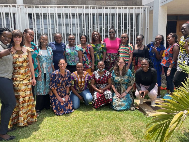 Pitt DPT alumna Molly Bachmann (second from left) with her coworkers from Jackson Clinics Foundation and colleagues at the Kenya Medical Training College in Nairobi, Kenya