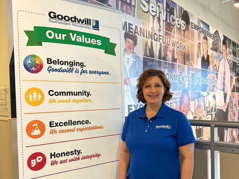 April Klein at Goodwill, where she works as a Program Coordinator for their Aspire program.