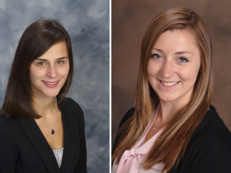 Two of the three core faculty members hired in the Department of Physical Therapy. Hallie Zeleznik (left) and Caitlyn Crawford (right).