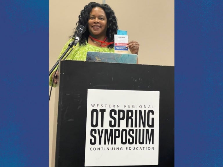 Andrianna Cary (CScD ‘23) at the podium for her presentation at the Western Regional OT Spring Symposium in Las Vegas