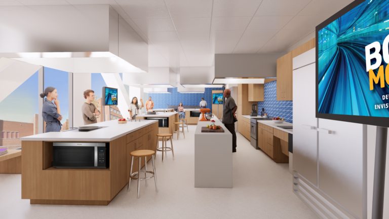 Rendering of the new Food Lab. Renderings are not final and the final room and layout are subject to change. 