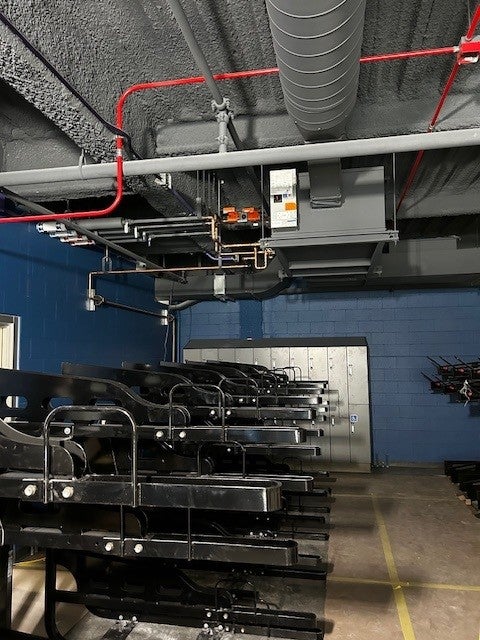 View of the in-progress bike storage room.