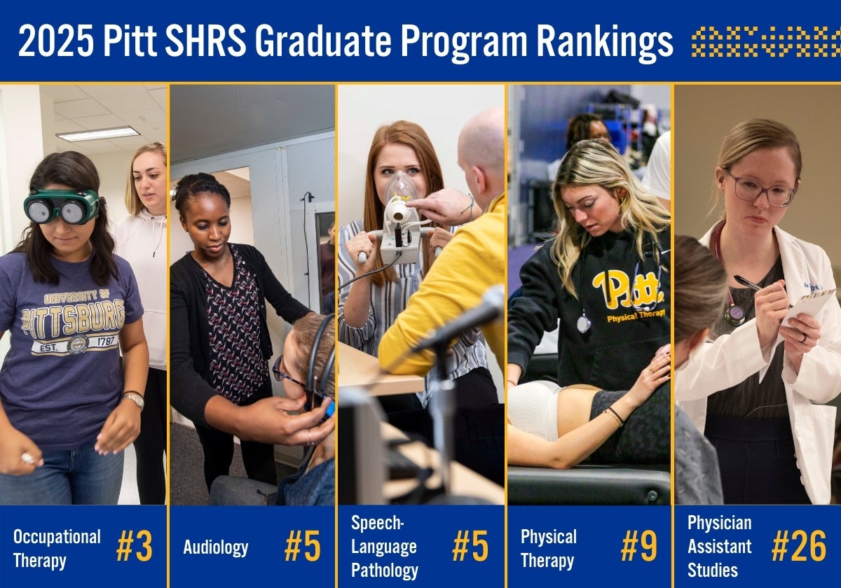 Graphic showing Occupational Therapy #3, Audiology #5, Speech-Language Pathology #5, Physical Therapy #9 and Physician Assistant Studies #26