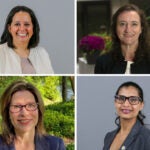 A grid collage of four women in professional attire posing for headshots
